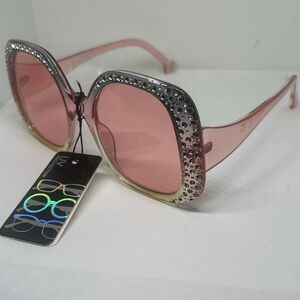 Bling Rhinestone Square Sunglasses UV Protection
